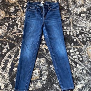 Jcrew9 in.high rise toothpick dark distressed wash